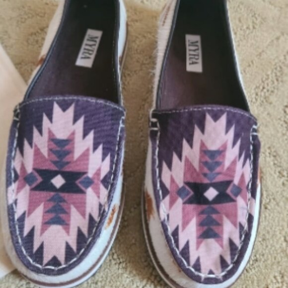 Myra Bag Women's sz 8 Gothic Sneaker Hair On Aztec Leather Slip On 🆕⌚📦🏃 - Picture 2 of 16